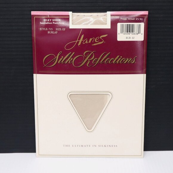 Hanes Silk Reflections Silky Sheer Sandalfoot Pantyhose Burlap Sz EF (plus) - Picture 1 of 5